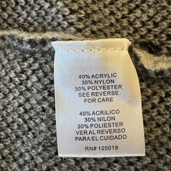 Joseph A Patchwork Open Front Cardigan Charcoal Knit Sweater, Size L, NWT - Picture 11 of 12